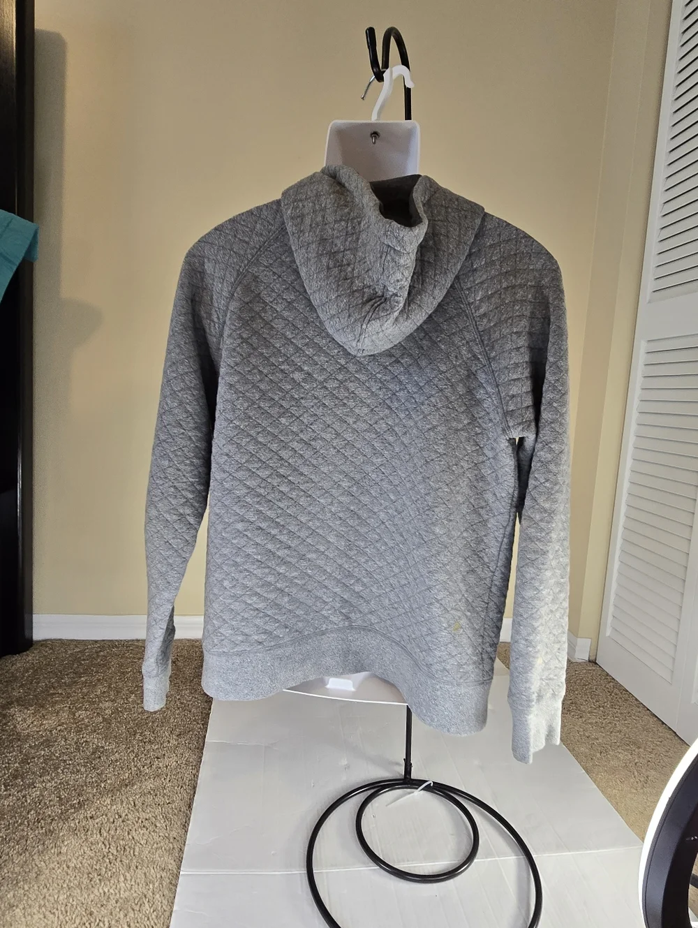 Banana Republic Mens Large Quilted Front Pocket Full Zip Hoodie Sweater Gray